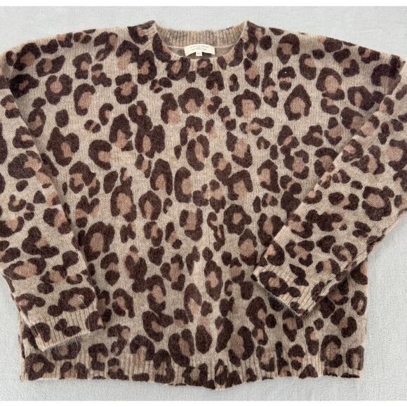 Sezane Brown Leopard Mohair Wool Sweater Animal Print Pullover Knit XXL 2XL - Picture 7 of 11